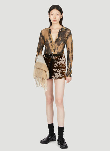 Acne Studios Open-Knit Distressed Print Cardigan Camel acn0254011