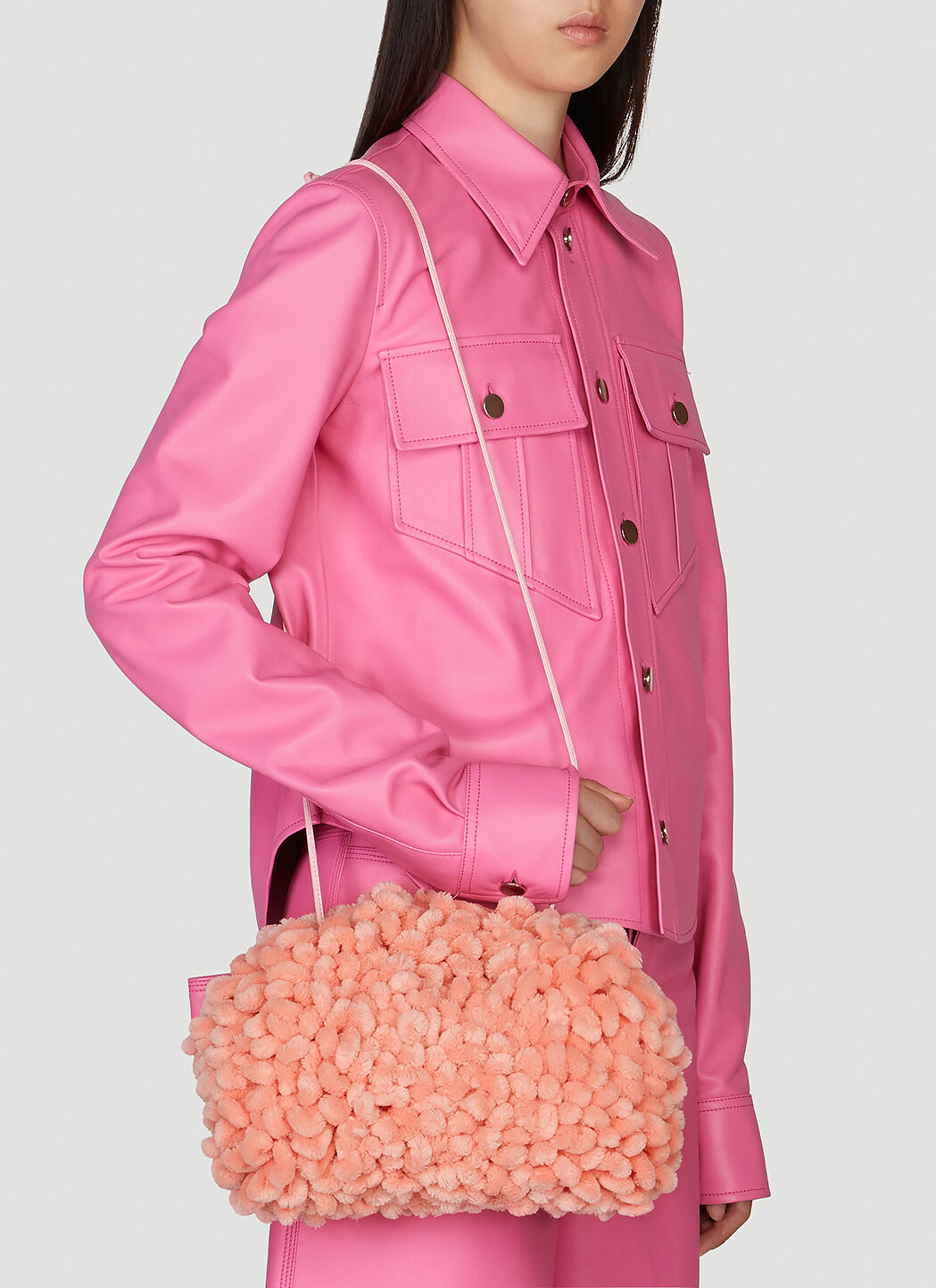 Bottega veneta online mini pouch pink