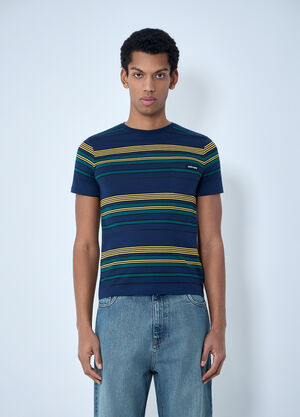 Miu Miu Striped Cotton Jersey T-Shirt Blue miu0164008