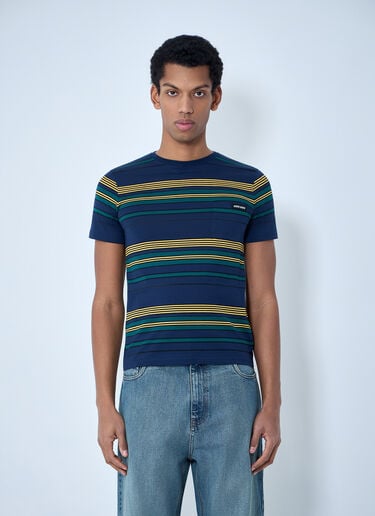 Miu Miu Striped Cotton Jersey T-Shirt Blue miu0164008
