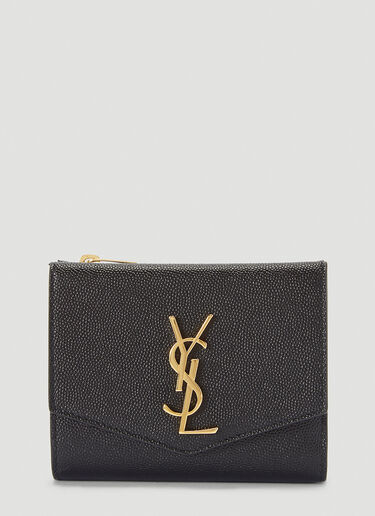 Saint Laurent Uptown Grain de Poudre Compact Wallet Black sla0239056