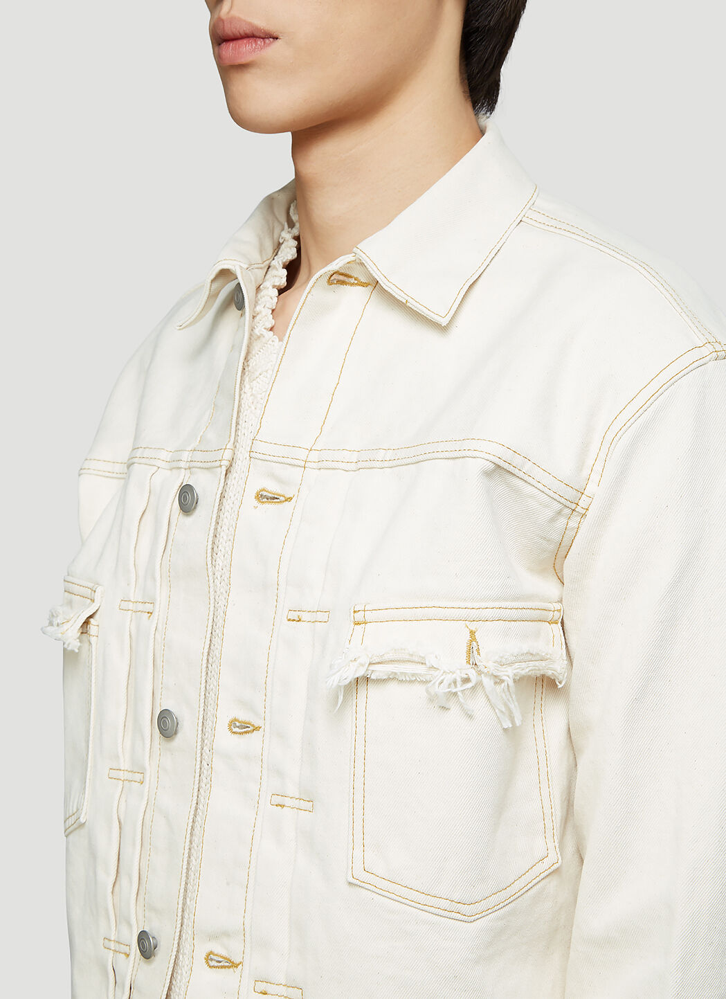 Maison Margiela Distressed Denim Jacket in White LN CC