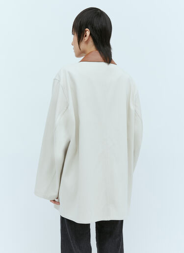 Leather Collar Cotton-Bar Jacket TOTEME Leather Collar Cotton-Bar Jacket White tot0256014