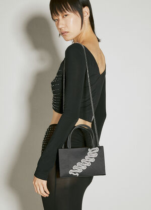 KARA Lattice Midi Tote Bag Black kar0250004