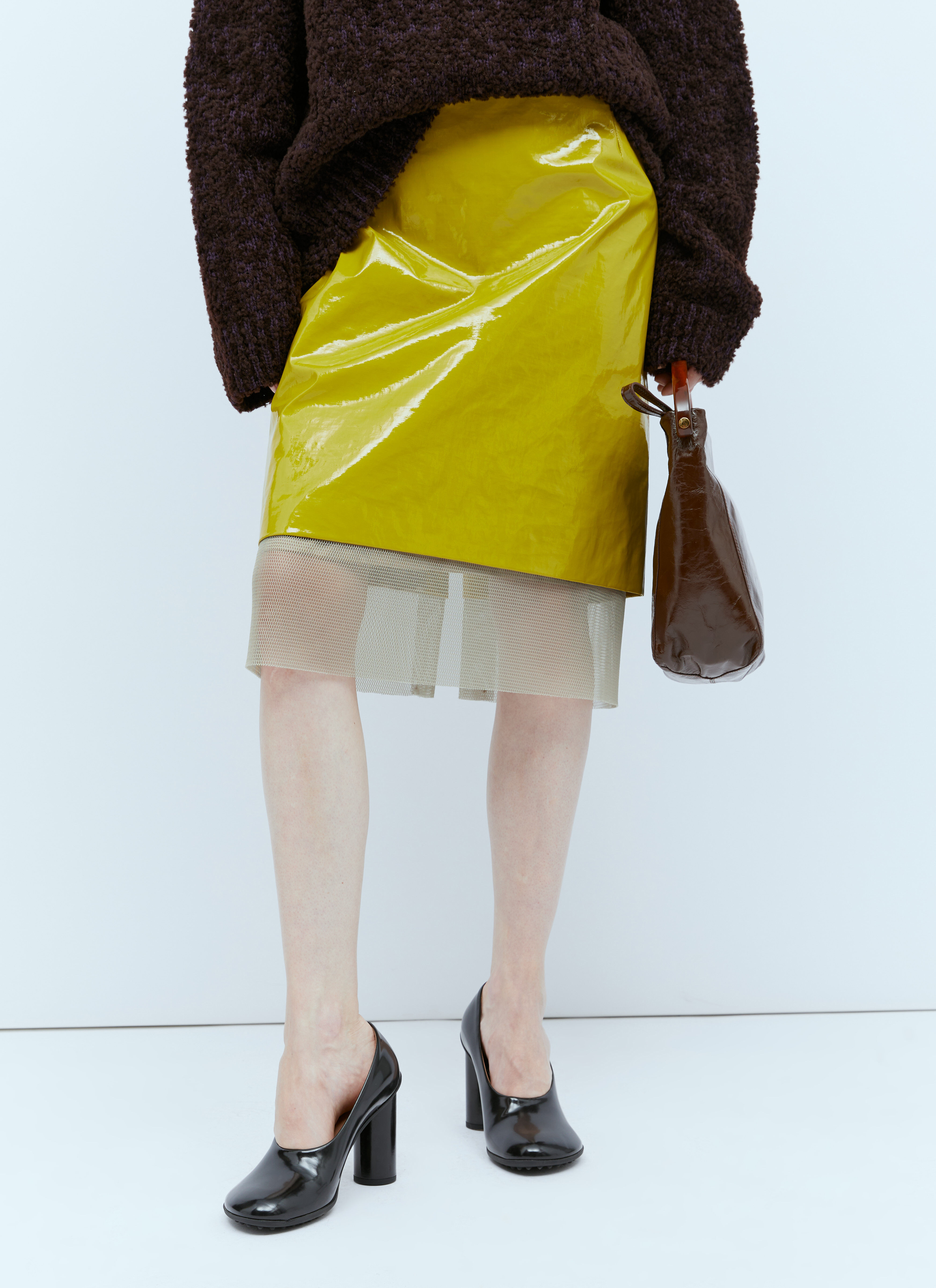 Yellow vinyl skirt on sale