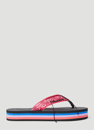 Max Mara Paisley Print Flip Flops Beige max0257044