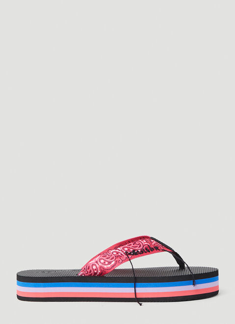 Jil Sander 페이즐리 프린트 플립 플롭 카키 jil0253026