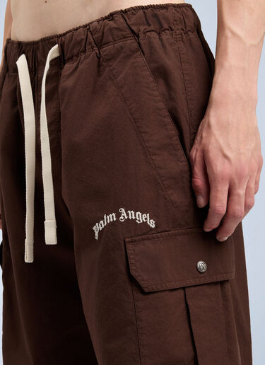 Palm Angels Curved Logo Loose Cargo Shorts Brown pma0164140