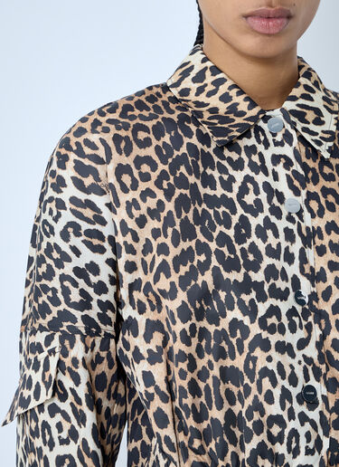 GANNI Duchesse Leopard Print Short Jacket Brown gan0259002