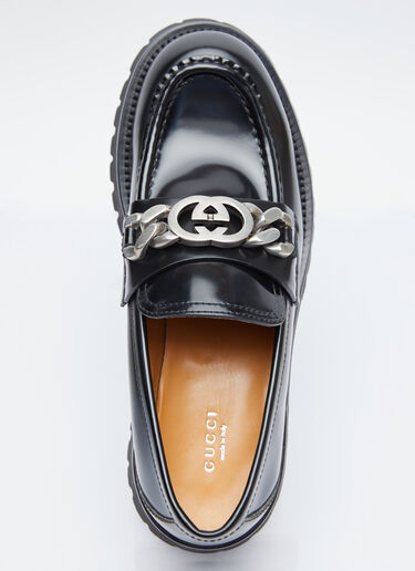 Gucci Interlocking G Chain Leather Loafers Black guc0253097