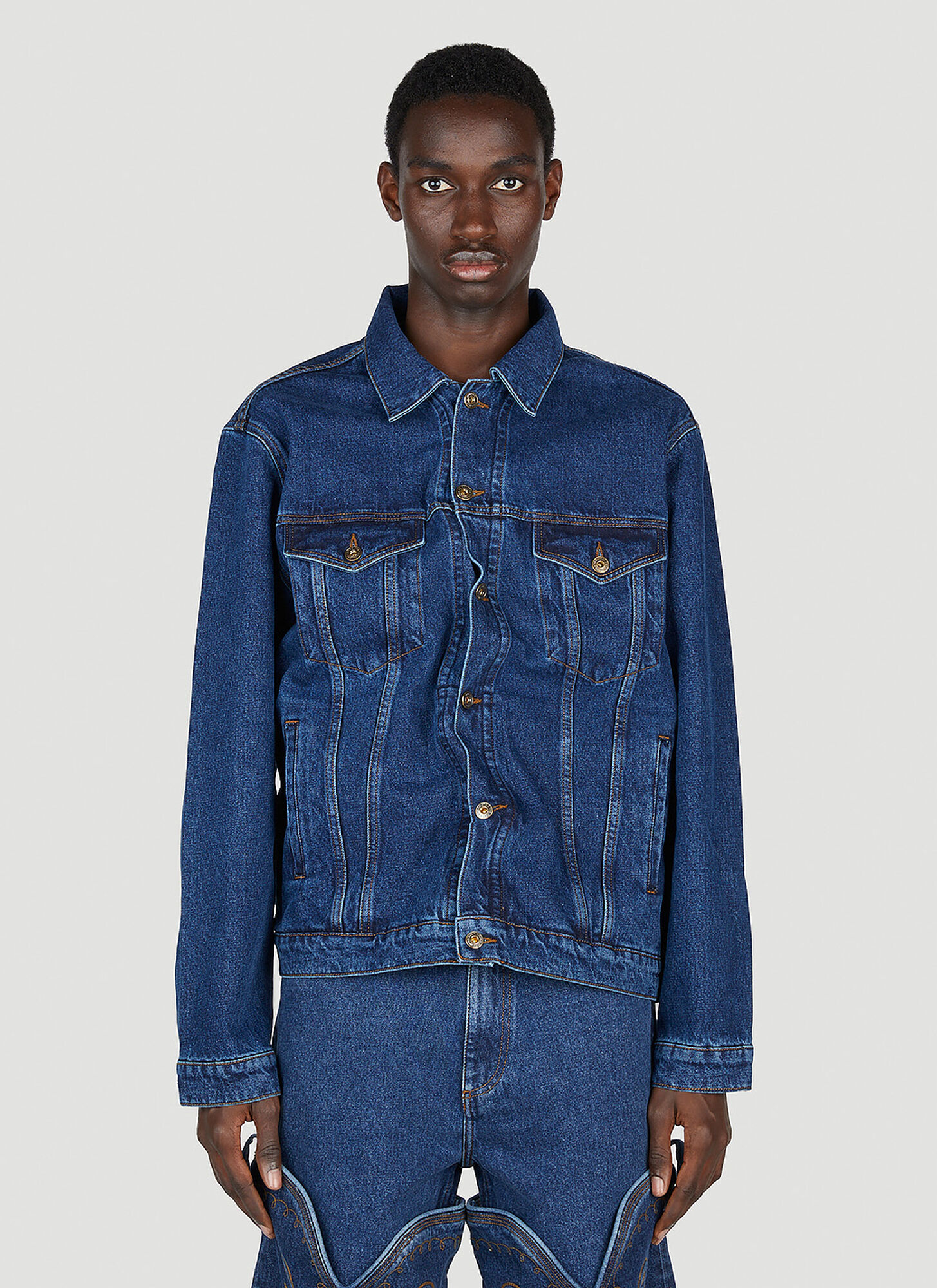 Y/project Wire Denim Jacket In Navy