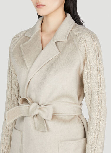 Max Mara Cable Knit Coat Beige max0253007