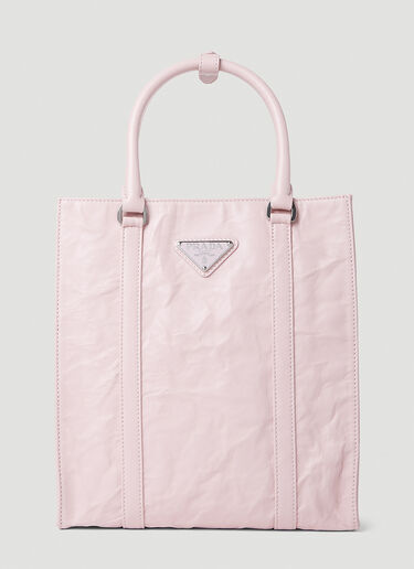Prada Crinkled Leather Tote Bag Pink pra0252060
