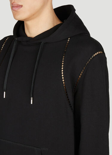 Crochet Trim Hooded Sweatshirt Alexander McQueen Crochet Trim Hooded Sweatshirt Black amq0152009