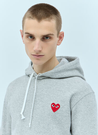 Comme Des Garçons PLAY Logo Patch Hooded Sweatshirt Grey cpl0355024