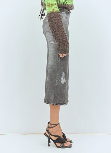 Acne Studios 牛仔印花中长半裙 黑色 acn0258012