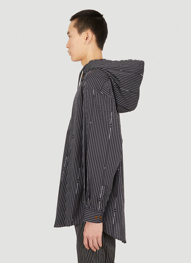 Vivienne Westwood ピンストライプフード付きオーバーシャツ ブラック vvw0152016
