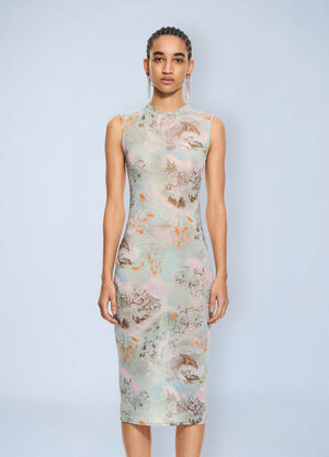Off-White Light Jersey Storytelling Sleeveless Dress Orange ofw0264052
