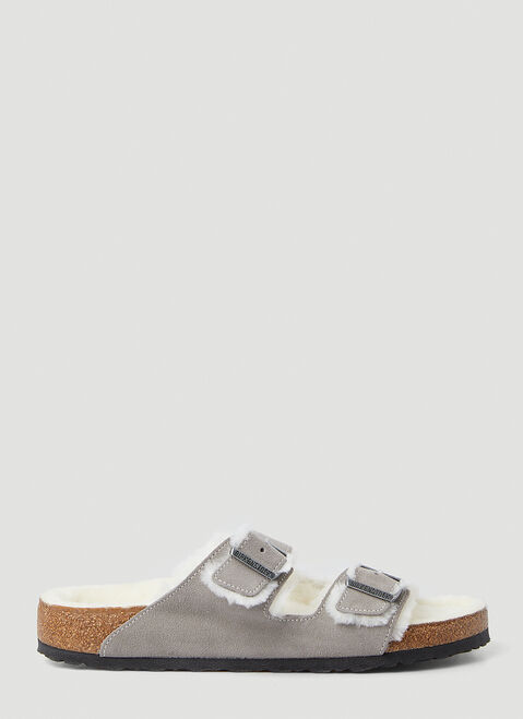 Birkenstock Arizona Shearling Two Strap Sandals White brk0352004