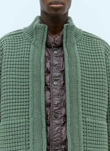 Stone Island Padded Lined Wool Knit Cardigan Green sto0154061