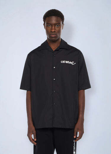 LN-CC® - Off-White: Scribble Arrow Poplin Bowling Shirt - Black Off-White Scribble Arrow Poplin Bowling Shirt Black ofw0162037