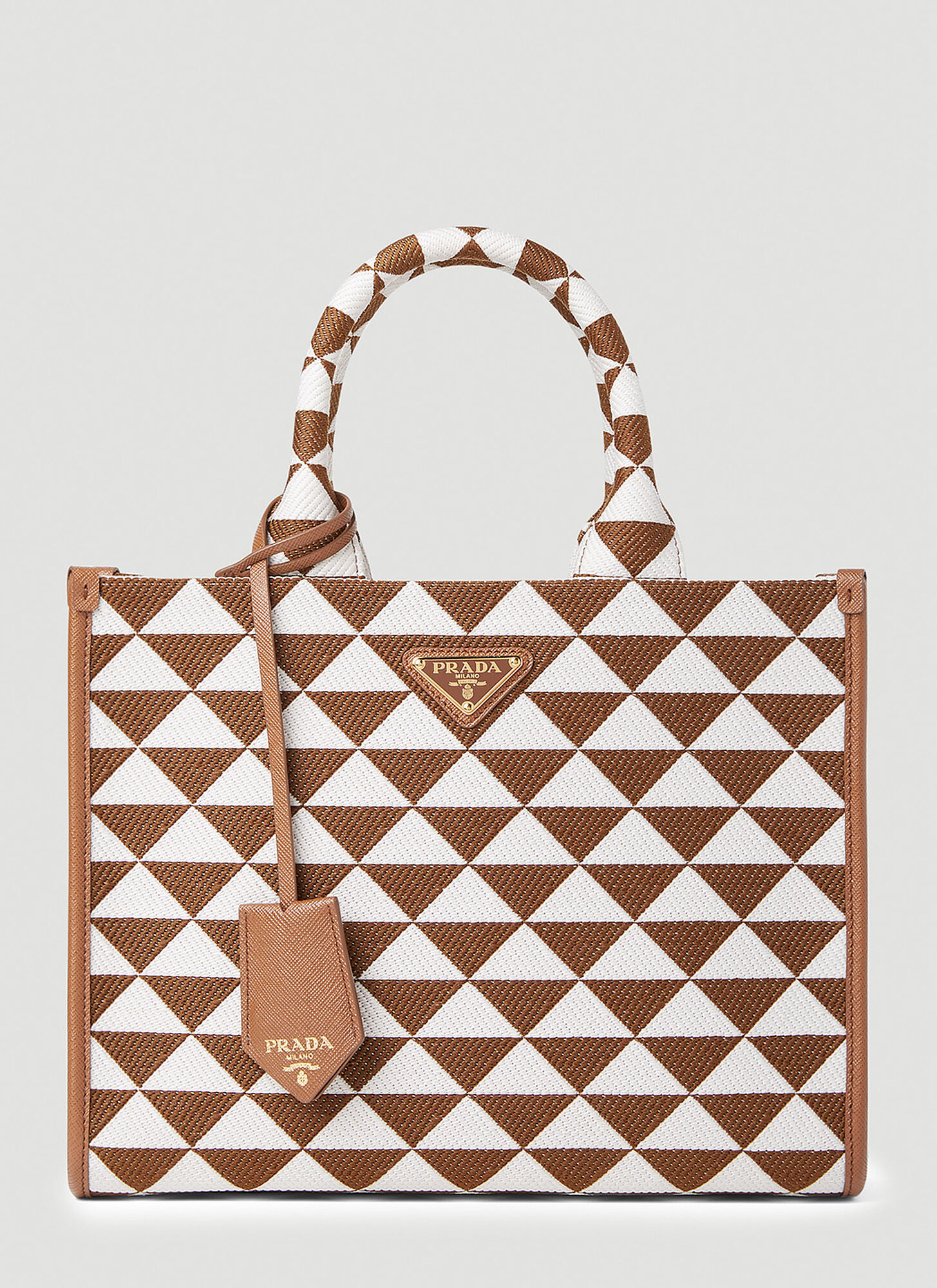 Prada Triangle Jacquard Handbag Female Brownfemale
