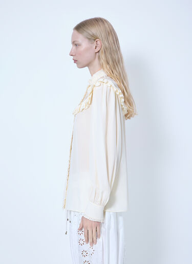 LN-CC® - Chloé: Ruched And Lace Detail Shirt - Beige Chloé Ruched And Lace Detail Shirt Beige chl0265012