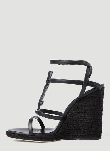 Saint Laurent Cassandra Espadrille Wedges Black sla0250079