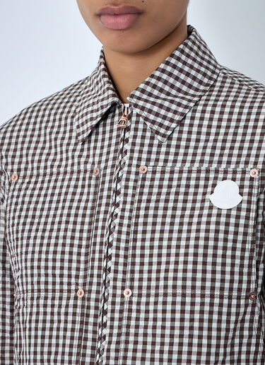 Moncler Gingham Check Shirt Jacket Brown mon0264019