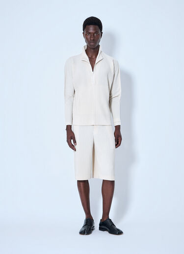 Homme Plissé Issey Miyake Pleated Half Zip Through Top Beige hmp0164013
