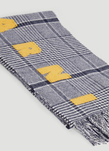 Marni Checked Wool Scarf Blue mni0155020