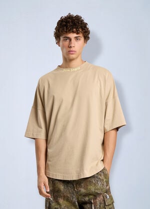 Palm Angels Classic Logo Oversized  T-Shirt Beige pma0166271