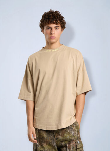 LN-CC® - Palm Angels: Classic Logo Oversized T-Shirt - Beige Palm Angels Classic Logo Oversized T-Shirt Beige pma0166271