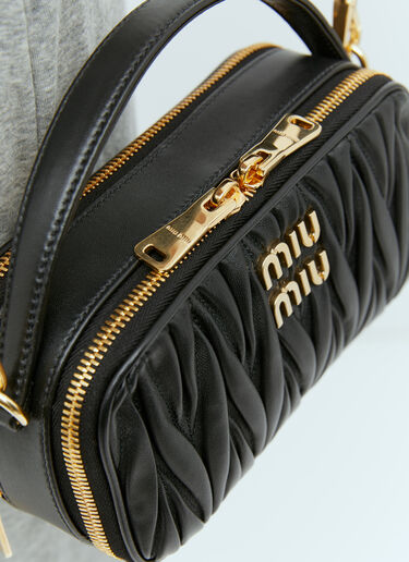 Miu Miu Matelassé Nappa Leather Shoulder Bag Black miu0255029