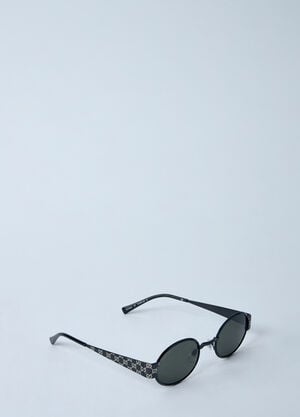 Gucci 모노그램 금속 타원형 선글라스  블랙 gus0159083