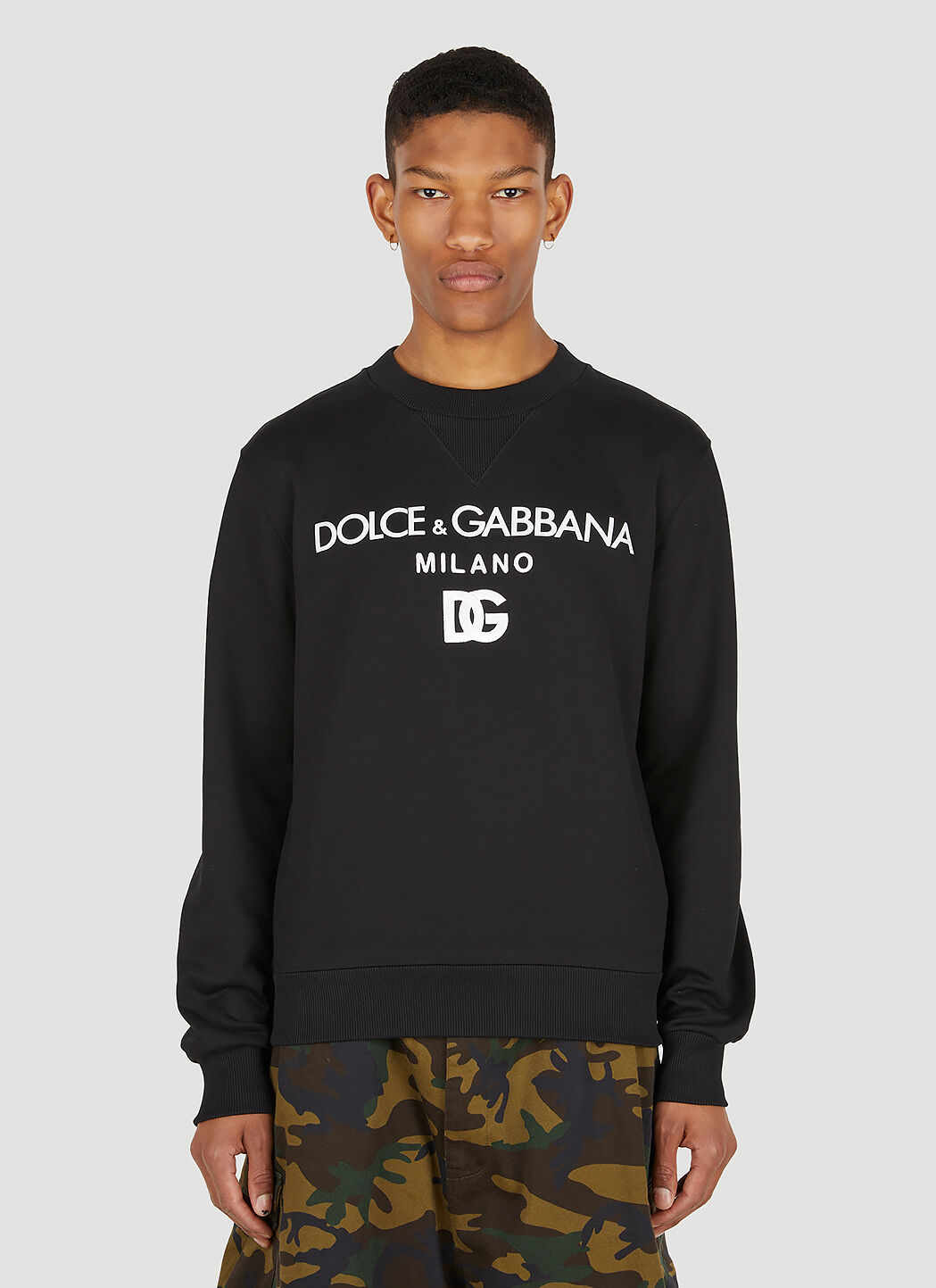 Dolce Gabbana Embroidered Logo Sweatshirt in Black LN CC