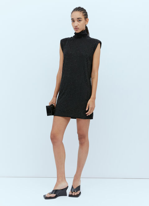DI PETSA Rhinestone-Embellished Mini Dress Black dip0254001