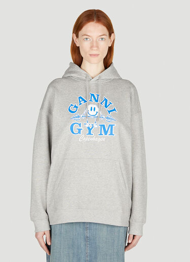 GANNI Oversized Gym Hooded Sweatshirt Grey gan0252007