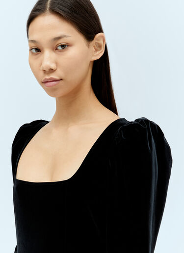 GANNI Velvet Jersey Puff Sleeve Maxi Dress Black gan0255101