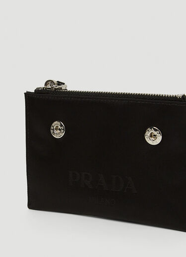 Prada Logo Plaque Lanyard Double Wallet Black pra0147100