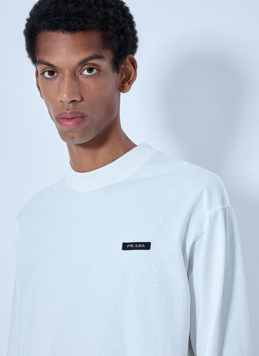 LN-CC® - Prada: Long Sleeve Logo Sweatshirt - White Prada Long Sleeve Logo Sweatshirt White pra0166206