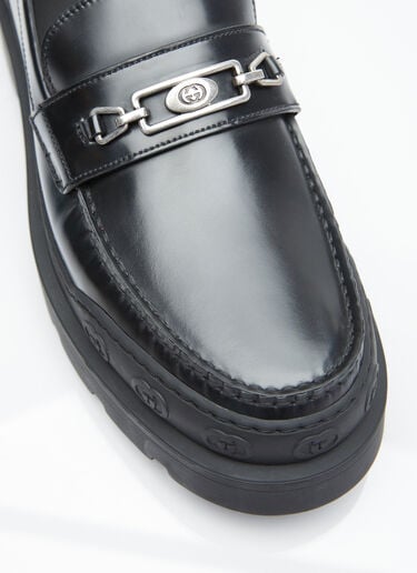 Gucci Interlocking G Leather Loafers Black guc0154025