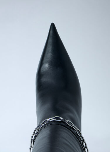 Alexander Wang Chain Detail Knee-High Leather Boots Black awg0263044