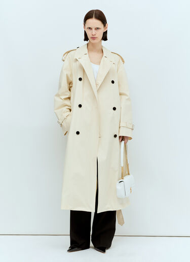 Burberry Long Gabardine Trench Coat Cream bur0255044