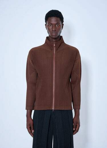 Homme Plissé Issey Miyake プリーツジップアップジャケット ブラウン hmp0165007