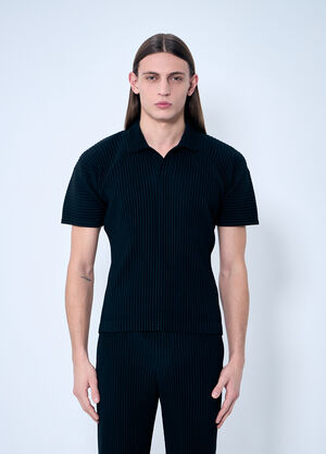 Homme Plissé Issey Miyake Pleated Polo Shirt Black hmp0160003