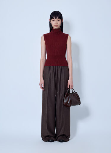 LN-CC® - Max Mara: Ribbed Sleeveless Turtleneck Top - Bordeaux Max Mara Ribbed Sleeveless Turtleneck Top Bordeaux max0266217