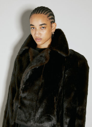 Saint Laurent Faux Fur Short Coat Brown sla0253011