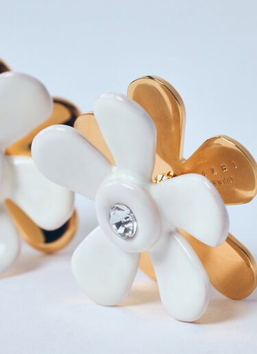Marni Enameled Metal Flower Pop Earrings White mni0259030