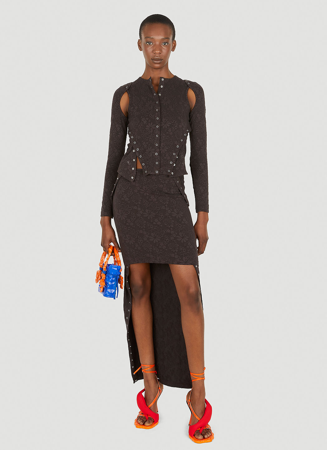 Eckhaus Latta Undone Cardigan Top in Brown | LN-CC